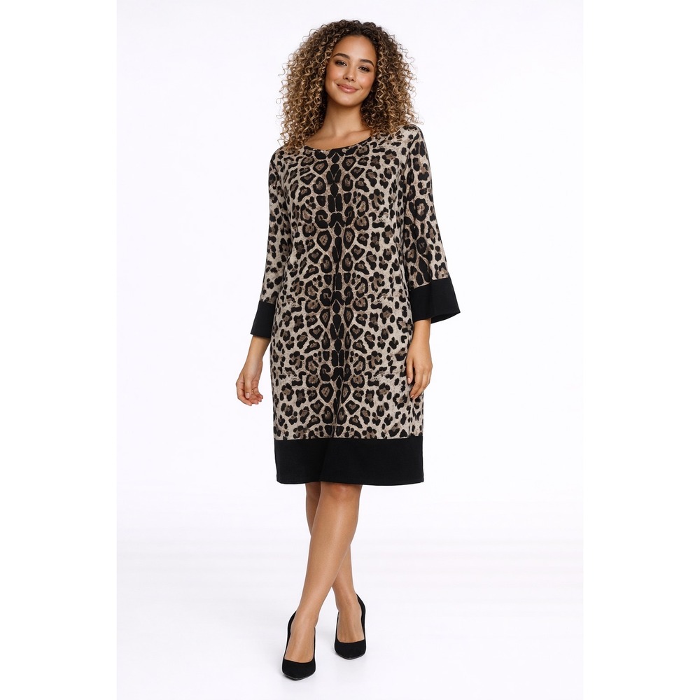 JBS Animal Print Mob Wife Knee Length Dress Black White Brown Women's 10